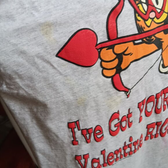Large Vintage Garfield T-Shirt USA 1990's Ive Got Your Valentine Right Here - Picture 6 of 8